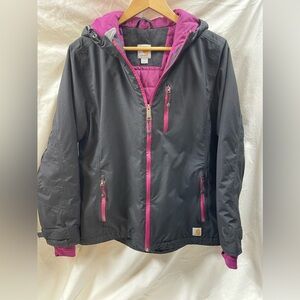 Carhartt Cold weather coat black with magenta accent like new lg 12/14